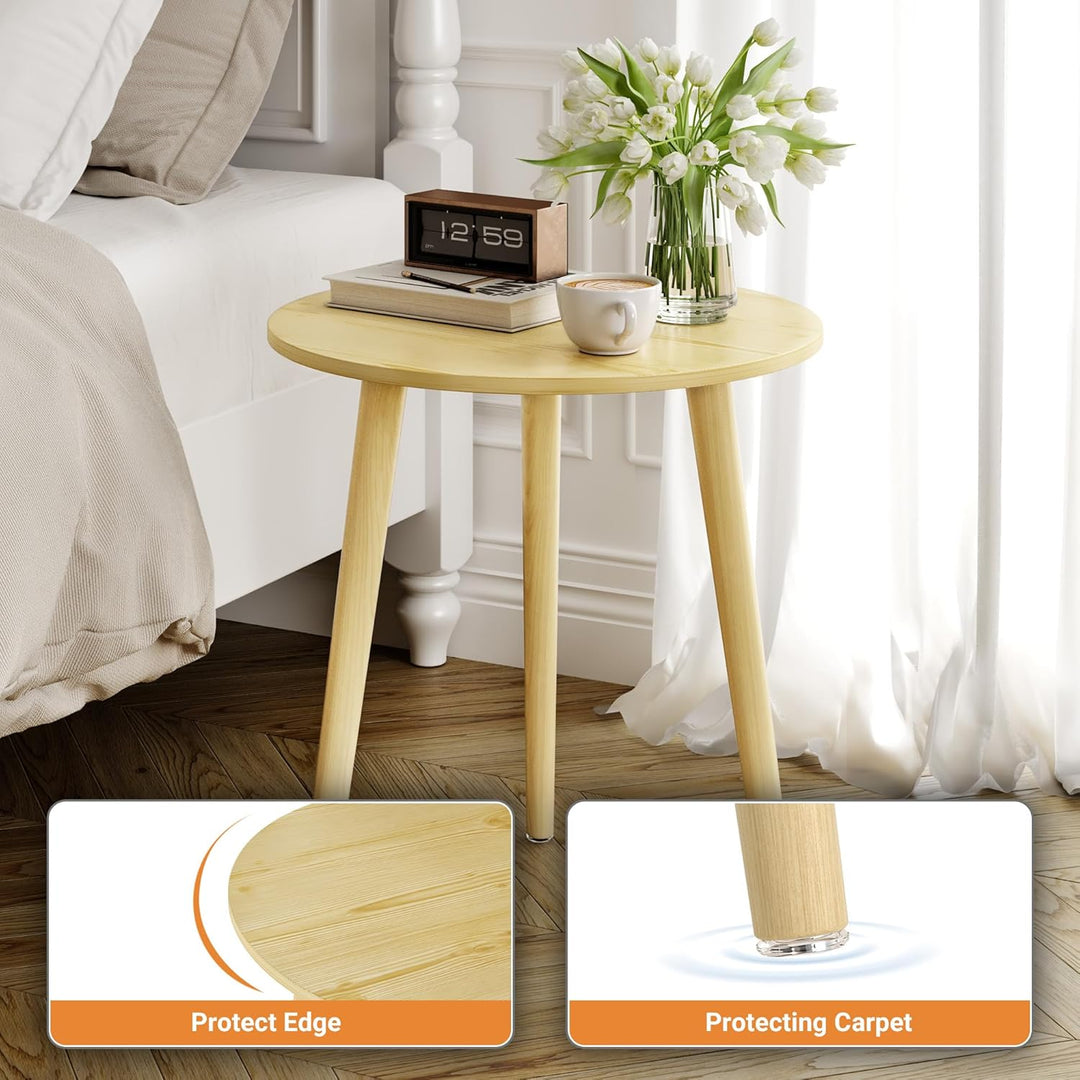 APICIZON Beistelltisch, Couchtisch rund Ø 42 cm, Höhe 51 cm, Sofatisch mit Beinen aus Massivholz, Sk