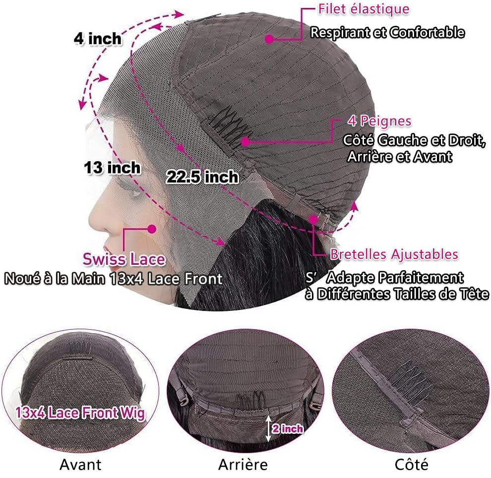 13x4 Lace Frontal Perücke Natürliche Frau Brasilianische Straight Lace Wig 8 Zoll Jungfräuliches Men