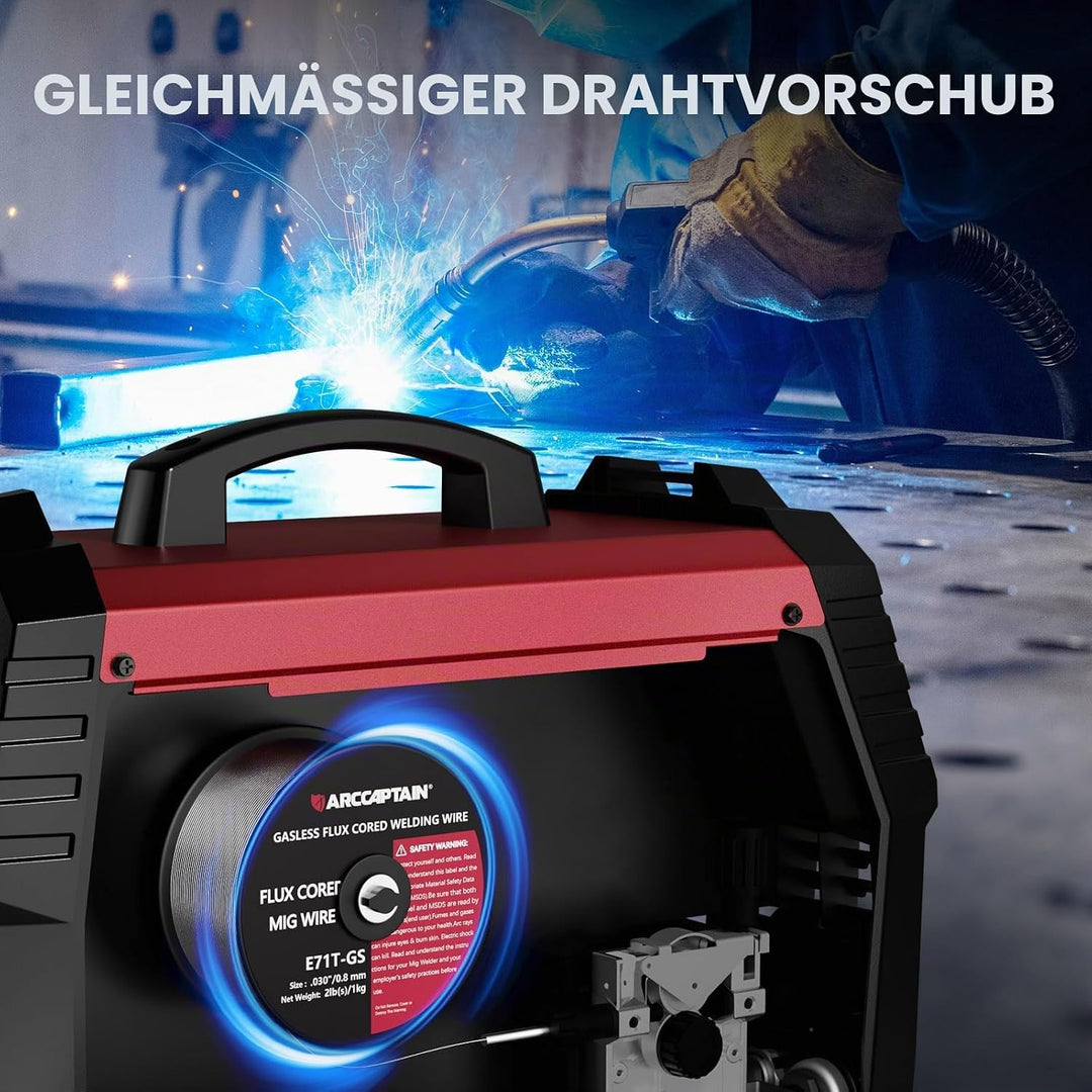 ARCCAPTAIN Fülldraht 0,8mm 2KG E71T-GS MIG Schweissdraht für Schweissgerät ohne Gas MIG/MAG FLUX Sch