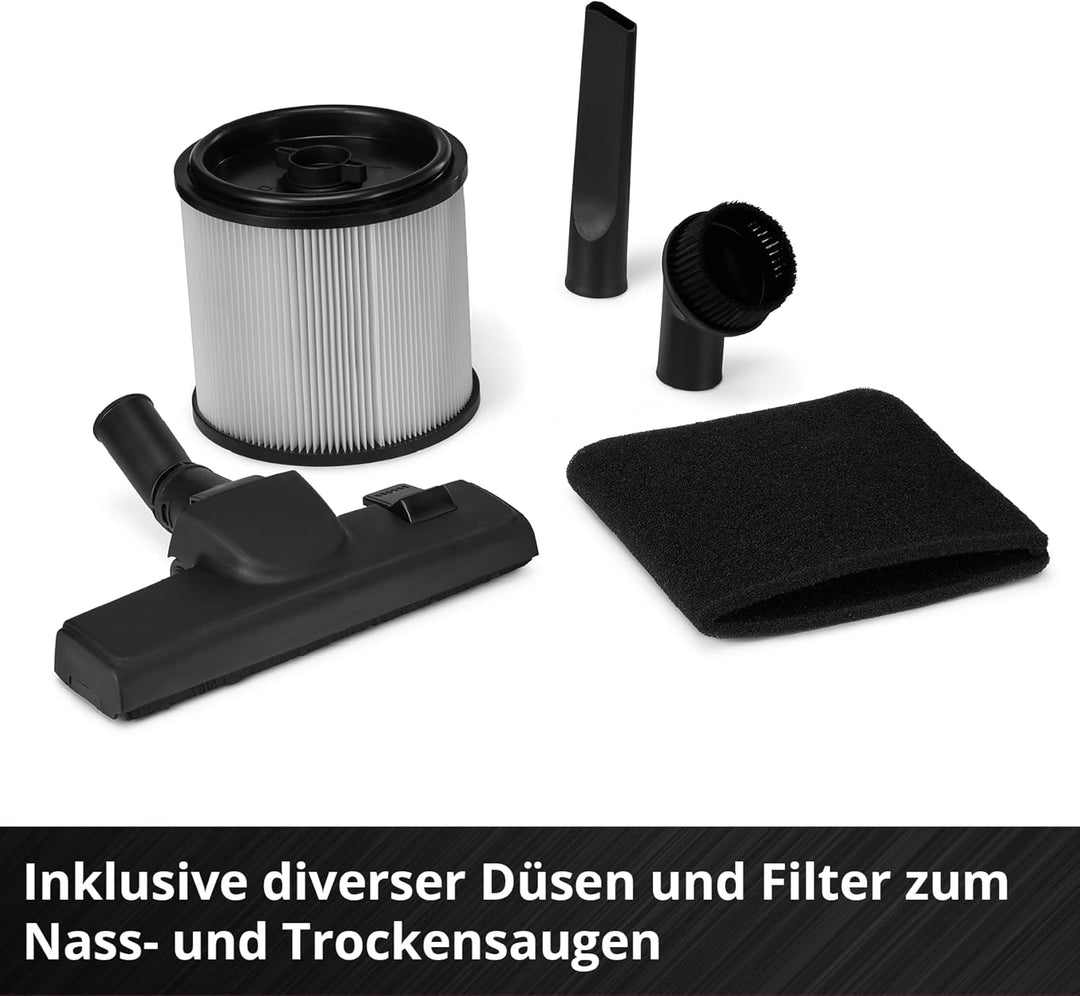 Einhell TE-VC 2580 SACL Wet/Dry Vacuum Cleaner (1100 W, 200 mbar Suction Power, 25 L Container, Dust