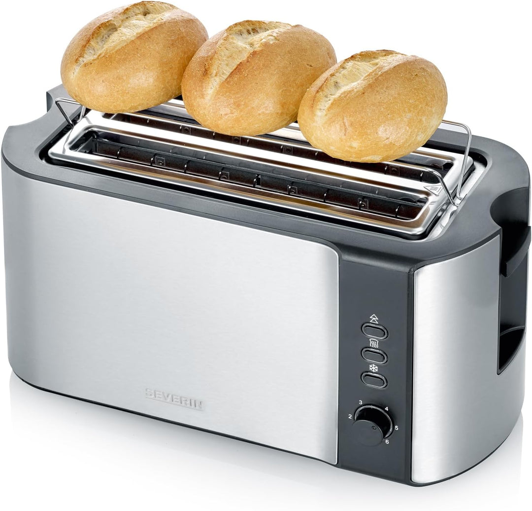 SEVERIN Automatik-Toaster, 2 Langschlitzkammern, Für bis zu 4 Brotscheiben, 1.400 W, AT 2590, Edelst