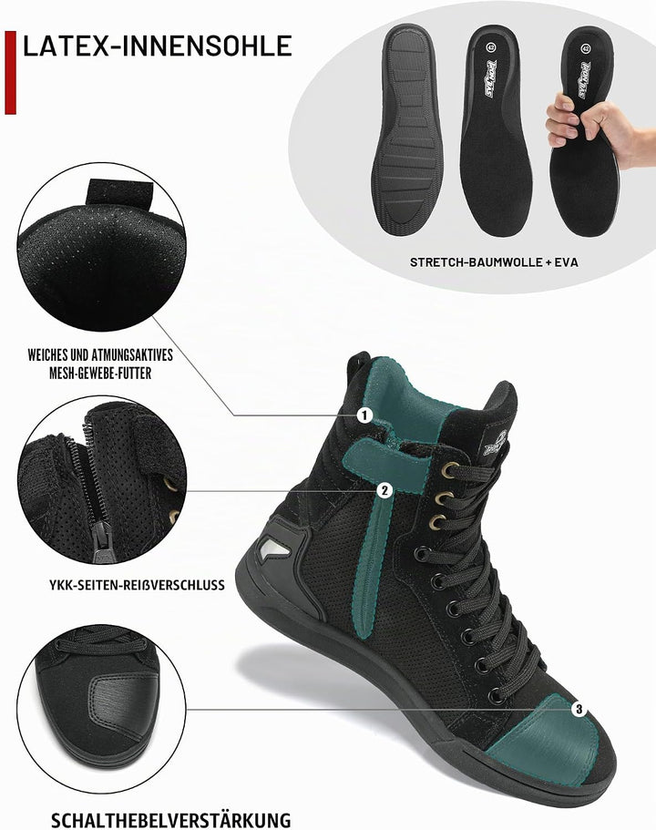 BORLENI Motorradschuhe Herren Sommer Motorradstiefel Männer lässige atmungsaktive Leder Motorrad Sne