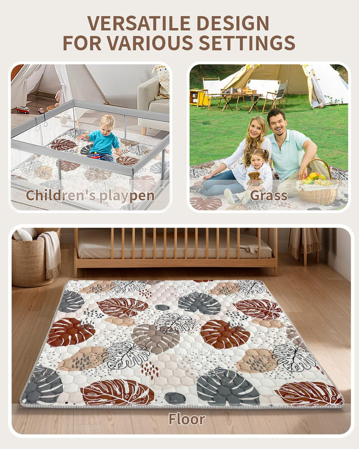 Vahlbeste Krabbelmatte Baby Faltbar, Verdickte Krabbeldecke für Baby 127x127cm, Anti Rutsch Matte, M