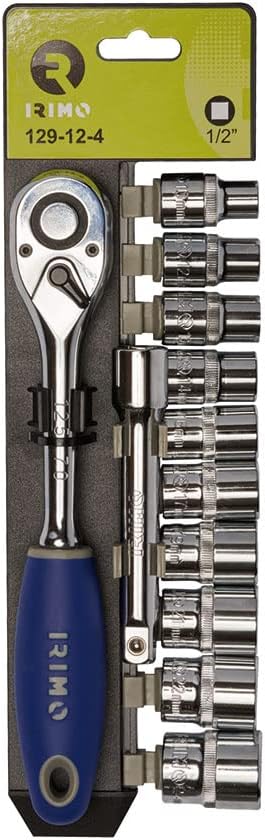 Caja expositora carraca 1/2", 10 vasos (10-24mm) y alargadera 125mm