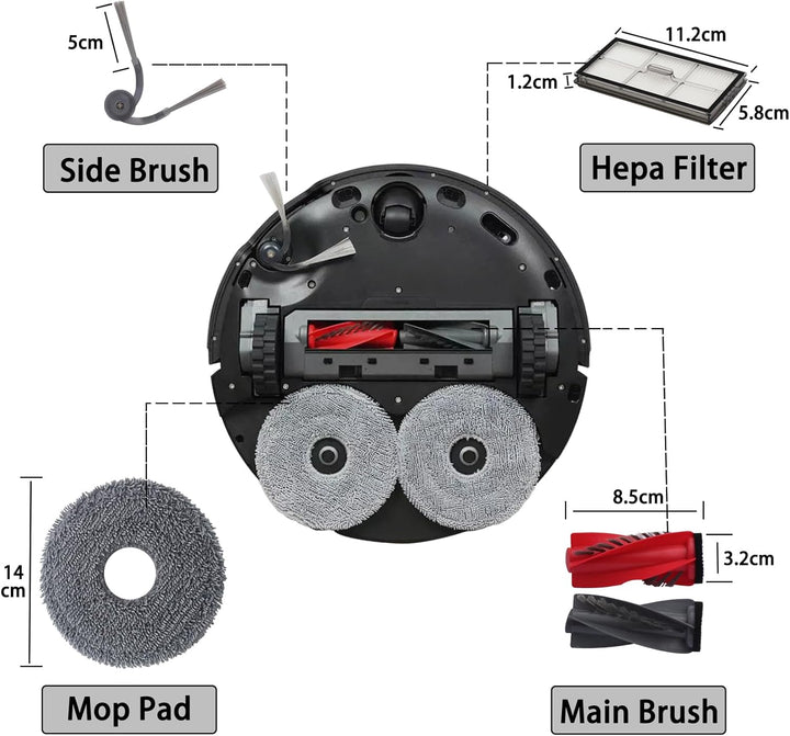 Zubehör für roborock Saros 10R Staubsauger, 1 Hauptbürsten, 4 HEPA-Filter, 6 Wischpads, 5 Staubbeute