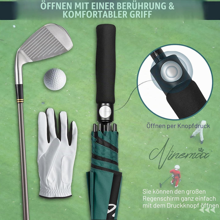 NINEMAX Golf Regenschirm Gross Sturmfest XL/XXL,Grosser Regenschirm Sturmfest | Stabil Golfschirm Gr