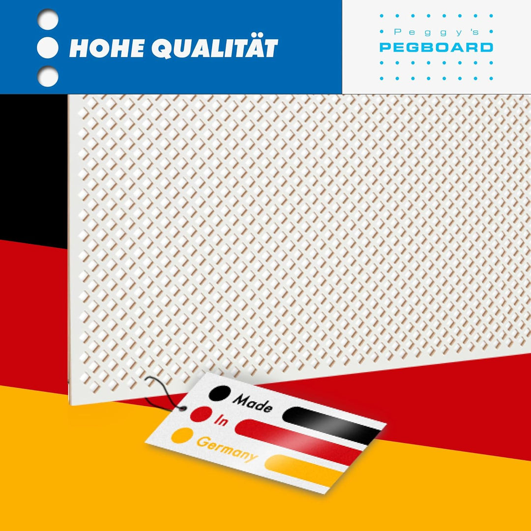 PEGBOARD - VALENCIA Lochwand 122 x 61 x 0,3 cm MDF Holzplatte weiss lackiert - Deutsches Produkt - H