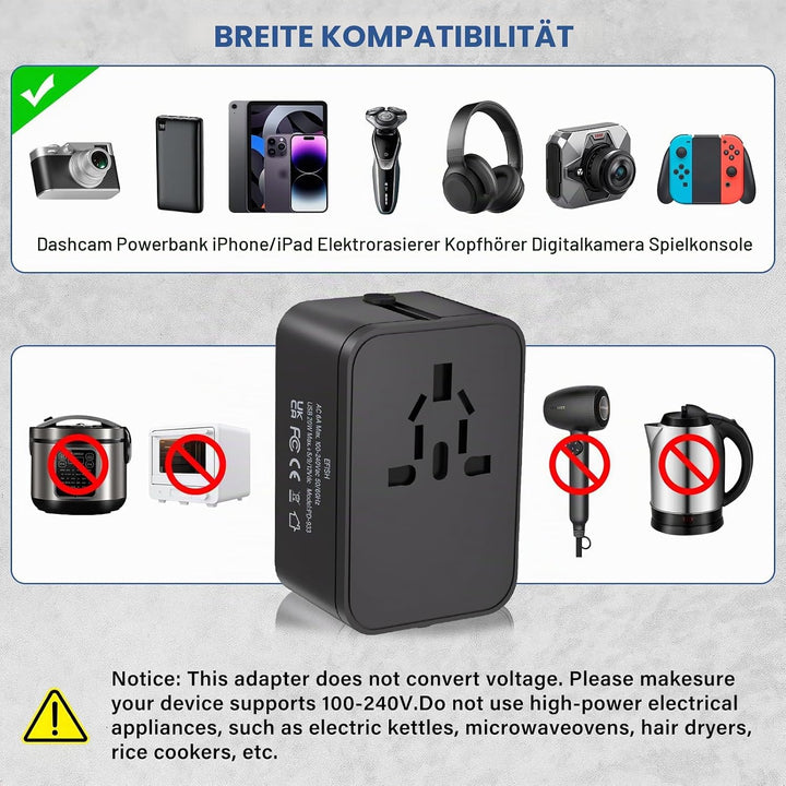 EFISH DC 5V 2.4A 24W Netzteil, Adaptateur Prise Universelle