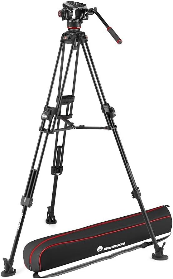 Manfrotto 504X Fluid-Videokopf mit Aluminium 645 Fast Twin Leg Videostativ, Kit mit Fast-Stativ und