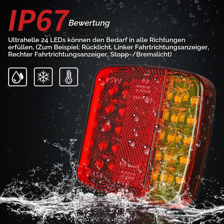 AOHEWEI Kabelloses Beleuchtungs LED Set, magnetische Anhänger Rücklichter kabellos 12 V, LKW-Heck EC