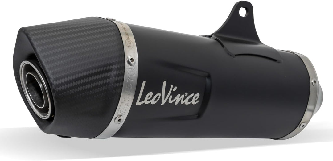 Endschalldämpfer/Auspuffanlage LeoVince SLIP-ON SBK, Edelstahl schwarz, Carbon Kappe, mit Zulassung