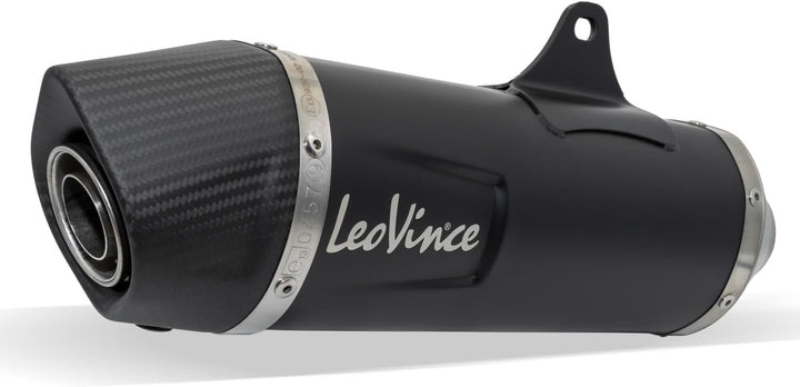 Endschalldämpfer/Auspuffanlage LeoVince SLIP-ON SBK, Edelstahl schwarz, Carbon Kappe, mit Zulassung