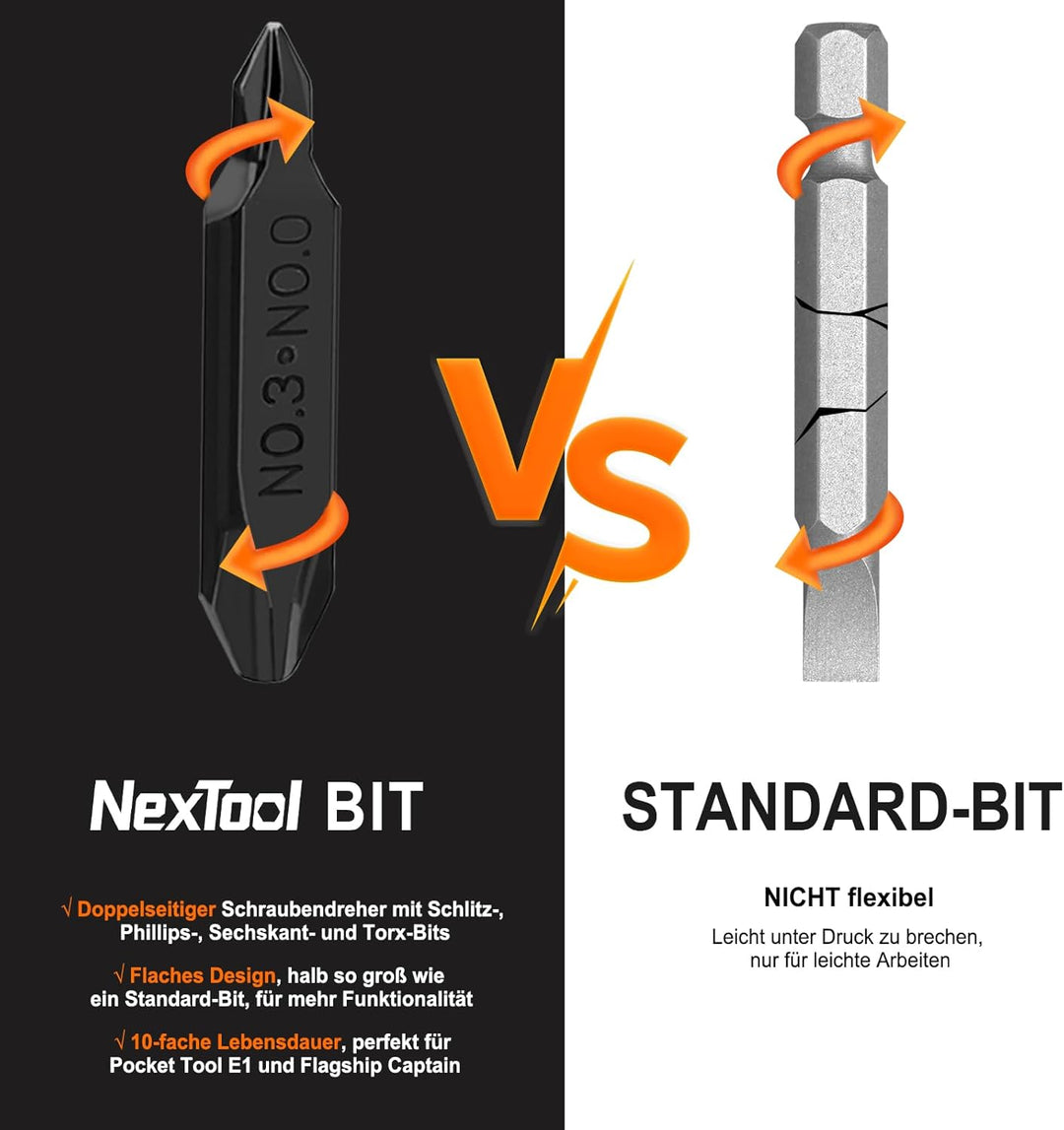NexTool Bit-Set, 10 doppelendige Schraubendreher-Bits für Multi-Tools,Pocket Tool E1 und Flaggschiff