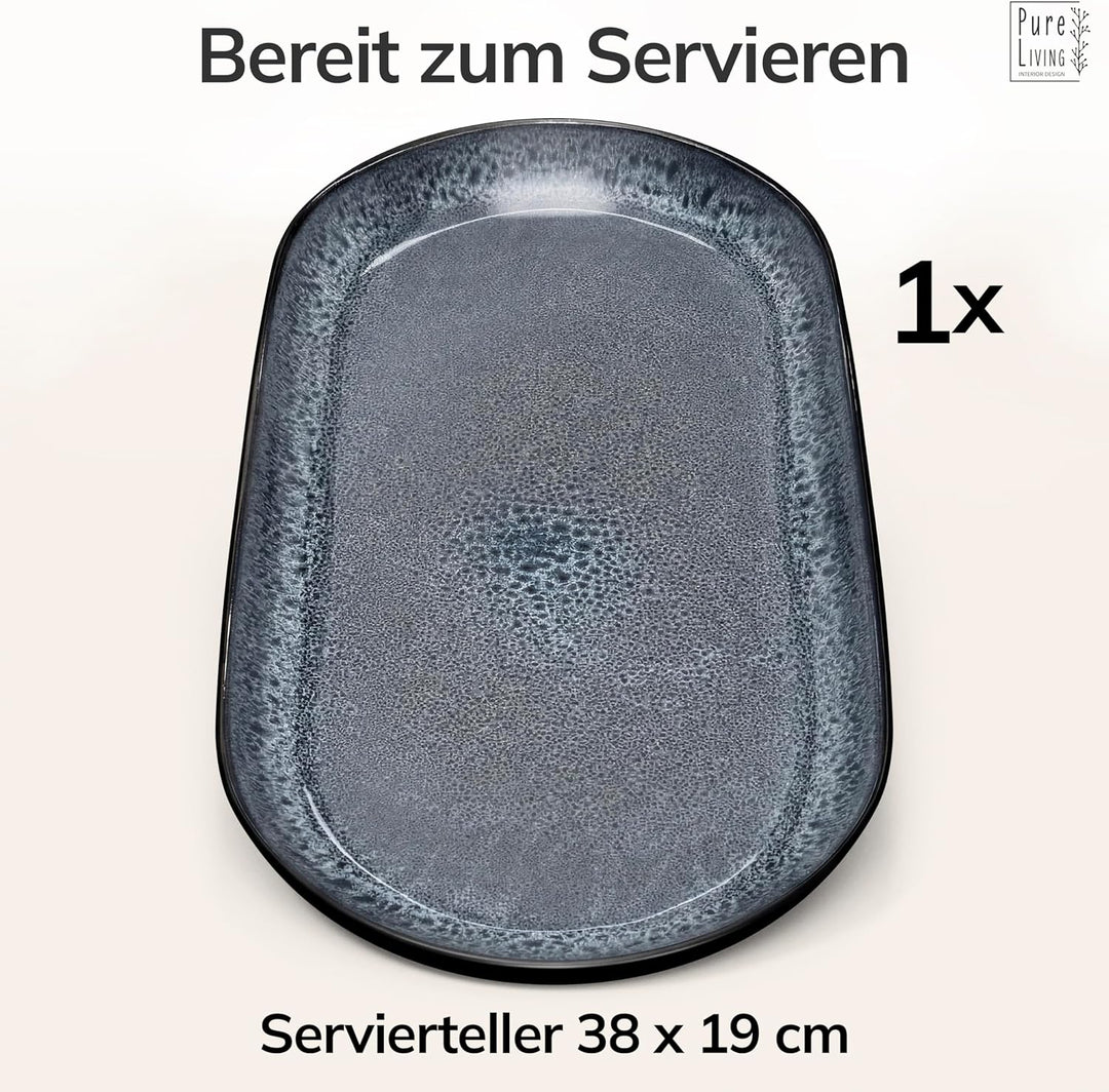 Steingut Servier Teller Gross Ibiza TESTSIEGER, Traumhafte Mediterrane Steingut Servierplatte, Servi