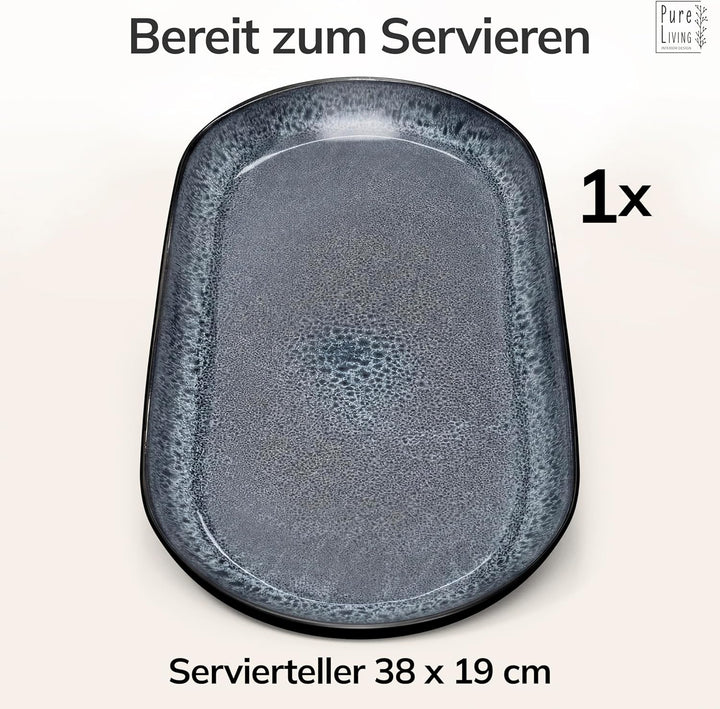 Steingut Servier Teller Gross Ibiza TESTSIEGER, Traumhafte Mediterrane Steingut Servierplatte, Servi