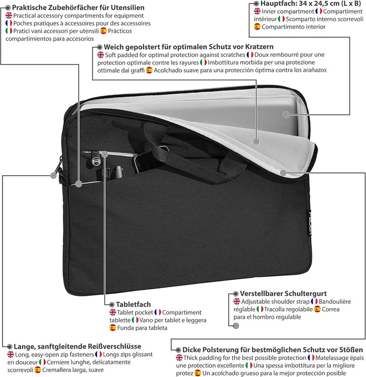 PEDEA Laptoptasche "Fashion" Notebook-Tasche bis 17,3 Zoll (43,9 cm) Umhängetasche mit Schultergurt