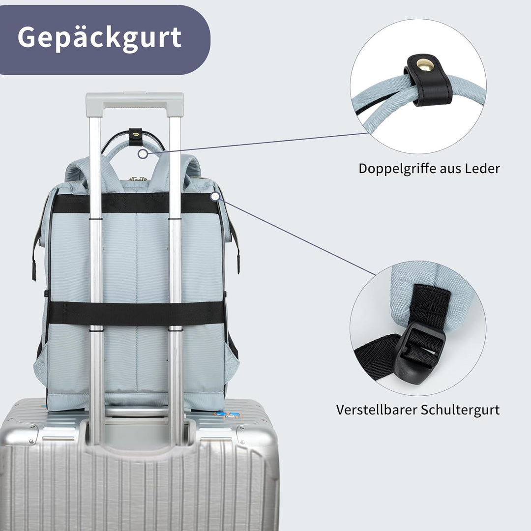 EMPSIGN Laptop-Rucksack für Damen, Gesteppt, hellblau, 17 inch, Arbeit, Reisen, Laptop, Uni 17" Blau