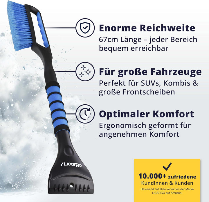 LICARGO 2X Eiskratzer Auto mit Besen 67cm - stabil &amp; wackelfrei - kratzerfrei &amp; lackschonend Schneeb