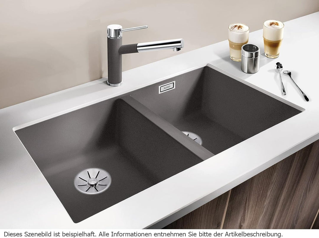 BLANCO SUBLINE 350/350-U | SILGRANIT schwarz | Einbauart: Unterbau | ohne Ablauffernbedienung | 80er