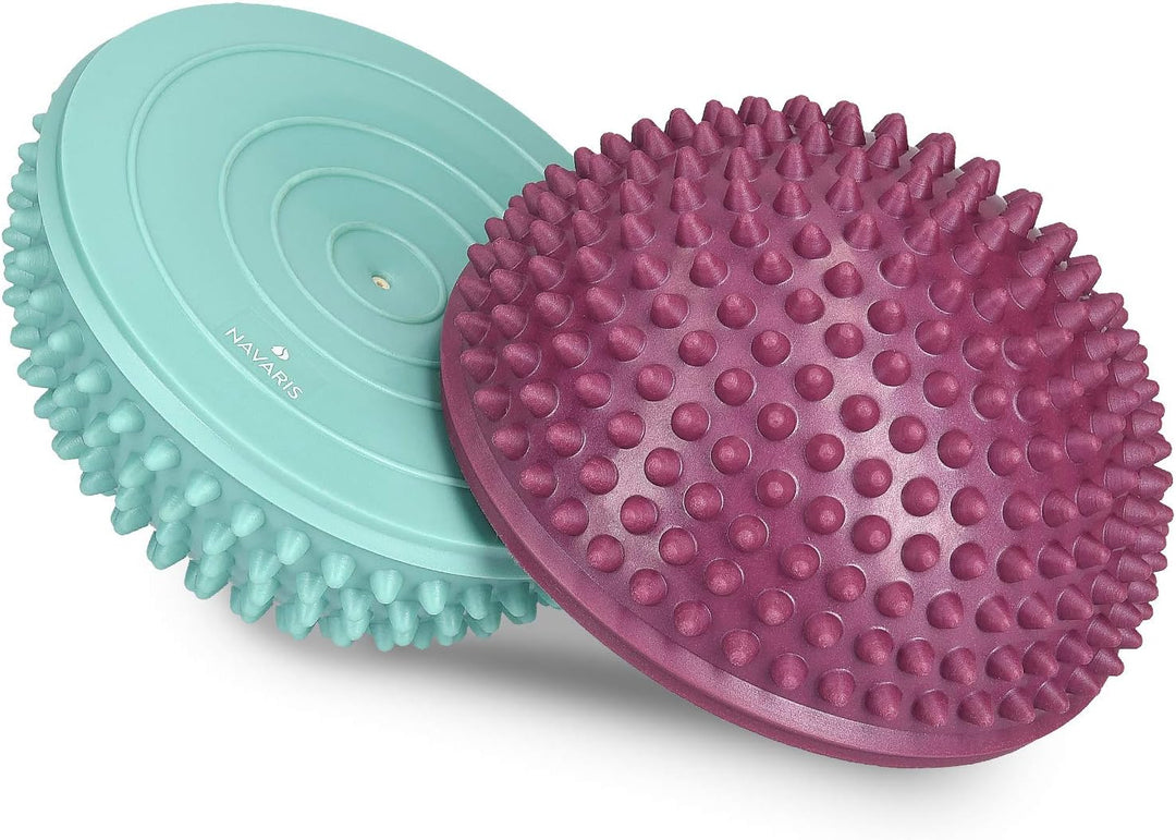 Navaris Balance-Igel Fitness Halbkugel mit Noppen - 2X Balance Igel Set - Sport Kissen für Balancetr