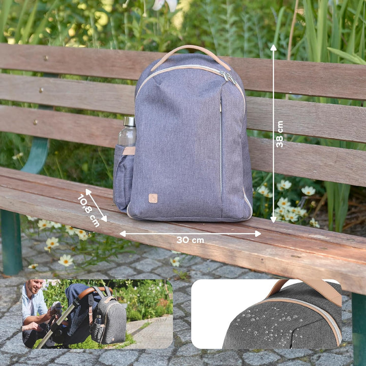 Babymoov Wickelrucksack Le Pyla Smokey - 17l Stauvolumen, 180 Grad Kofferöffnung, wasserabweisend, S