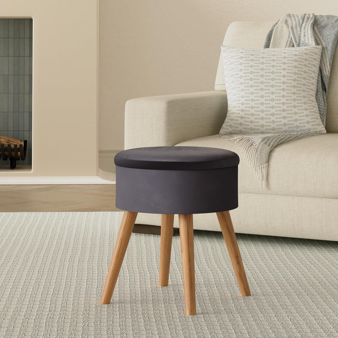 Truhenhocker Tess grau aus Samt - Dunkelgrau - Atmosphera créateur d'intérieur D. 36 x H. 44 cm Einf