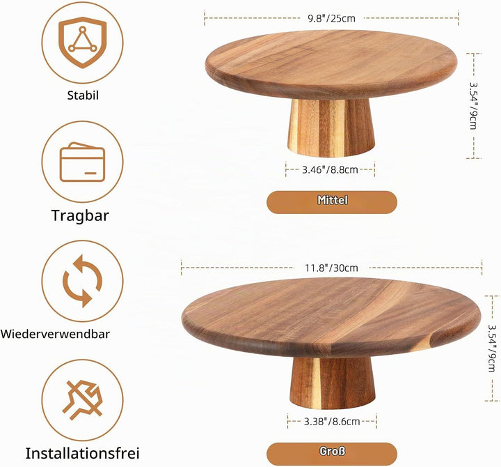 E-ROOM TREND Etagere Tortenständer/Cupcake Ständer aus Holz 1 Etagen | Gross | Kuchenplatte Kuchenst