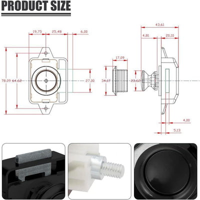 10 Stück Push Button Catch Door Lock Schwarz Türknauf Verriegelung Druckknopfverriegelung passend fü