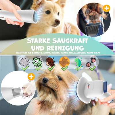 KESSER® Hundeschermaschine mit Staubsauger | Leise Schermaschine mit AKKU | Haustierpflegeset mit Zu