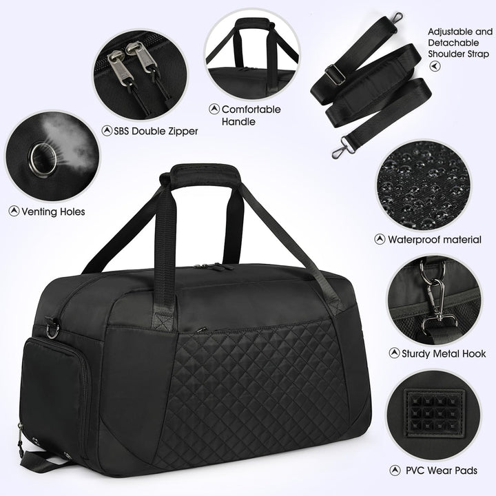 Lubardy Sporttasche Damen 40L Gross Reisetasche Damen Weekender Schwimmtasche Trainingstasche mit Sc