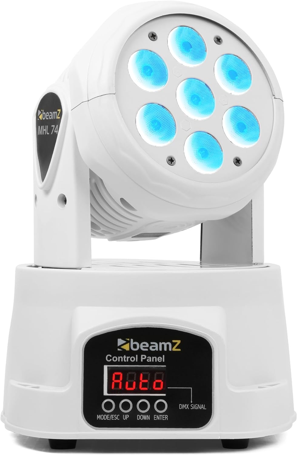 BEAMZ MHL74 Moving Head LED Disco Licht, mini Washer, RGBW Movinghead DMX, automatischer Modus, musi