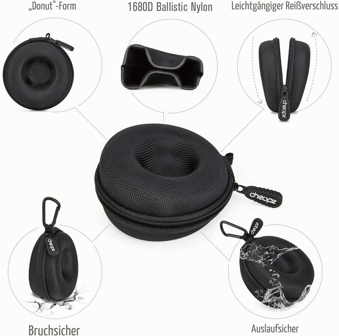 Cheopz Reise-Uhrenetui für Armbanduhren und Smart-Uhren bis 50 mm, Schwarz