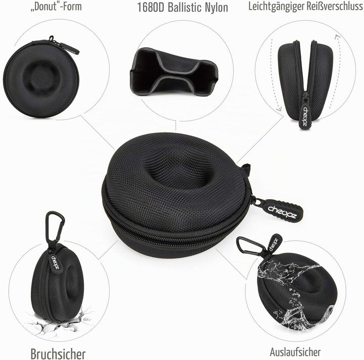 Cheopz Reise-Uhrenetui für Armbanduhren und Smart-Uhren bis 50 mm, Schwarz