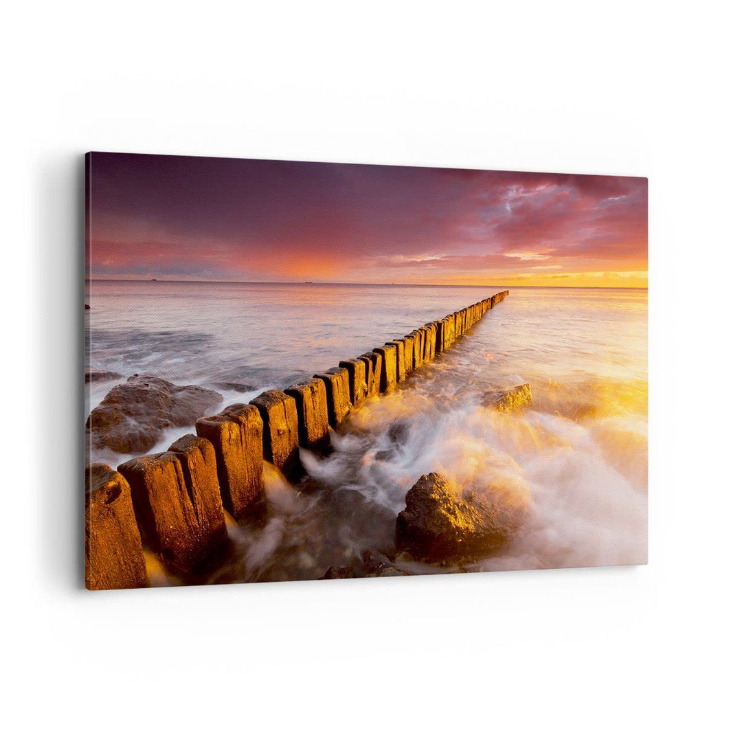 Bilder auf Leinwand 100x70cm Leinwandbild Boot Landschaft Meer Ostsee Gross Wanddeko Bild Schlafzimm