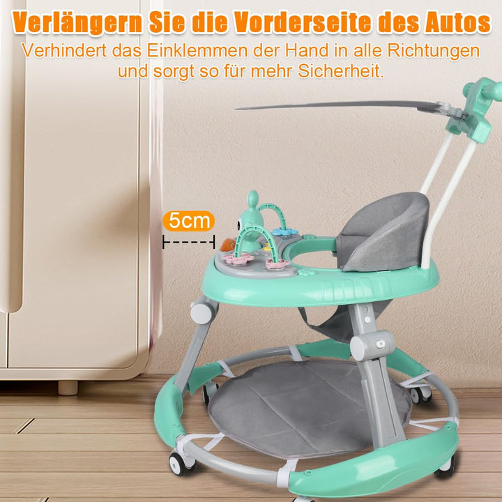 5-in-1 Lauflernhilfe für Babys, mit verstellbaren Höhen, Gehfrei Babywalker ab 6 Monate, bis zu 25 k