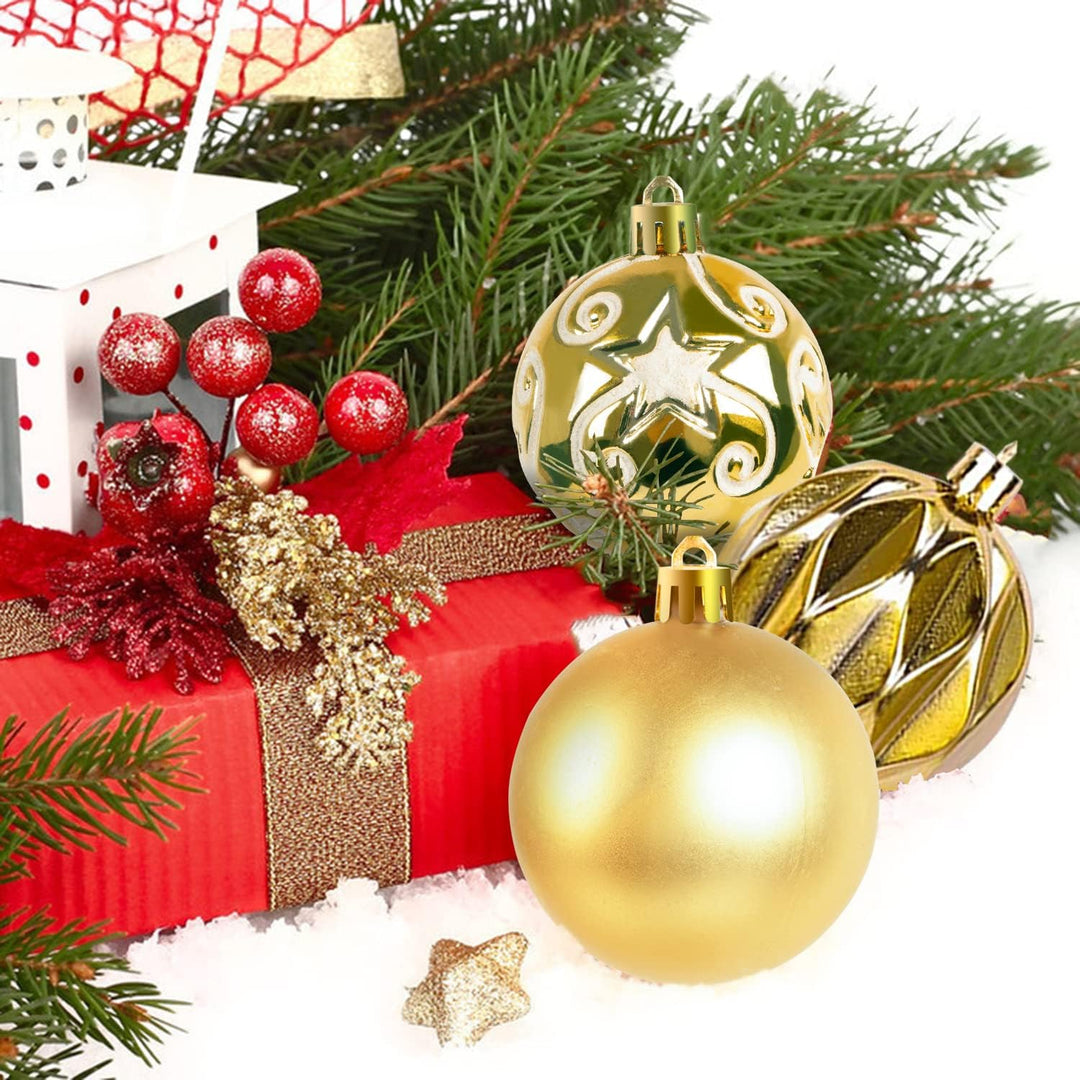 Ywlake Weihnachtskugel Ornamente Set für Weihnachtsbaum, 100-pcs Weihnachtsbaum Dekorationen Set Bru