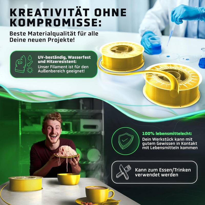 Vision 3D® PETG Filament 1.75 - [1KG Spule] 3D Drucker Filament PETG - Wasserfest, Hitze- & UV-bestä