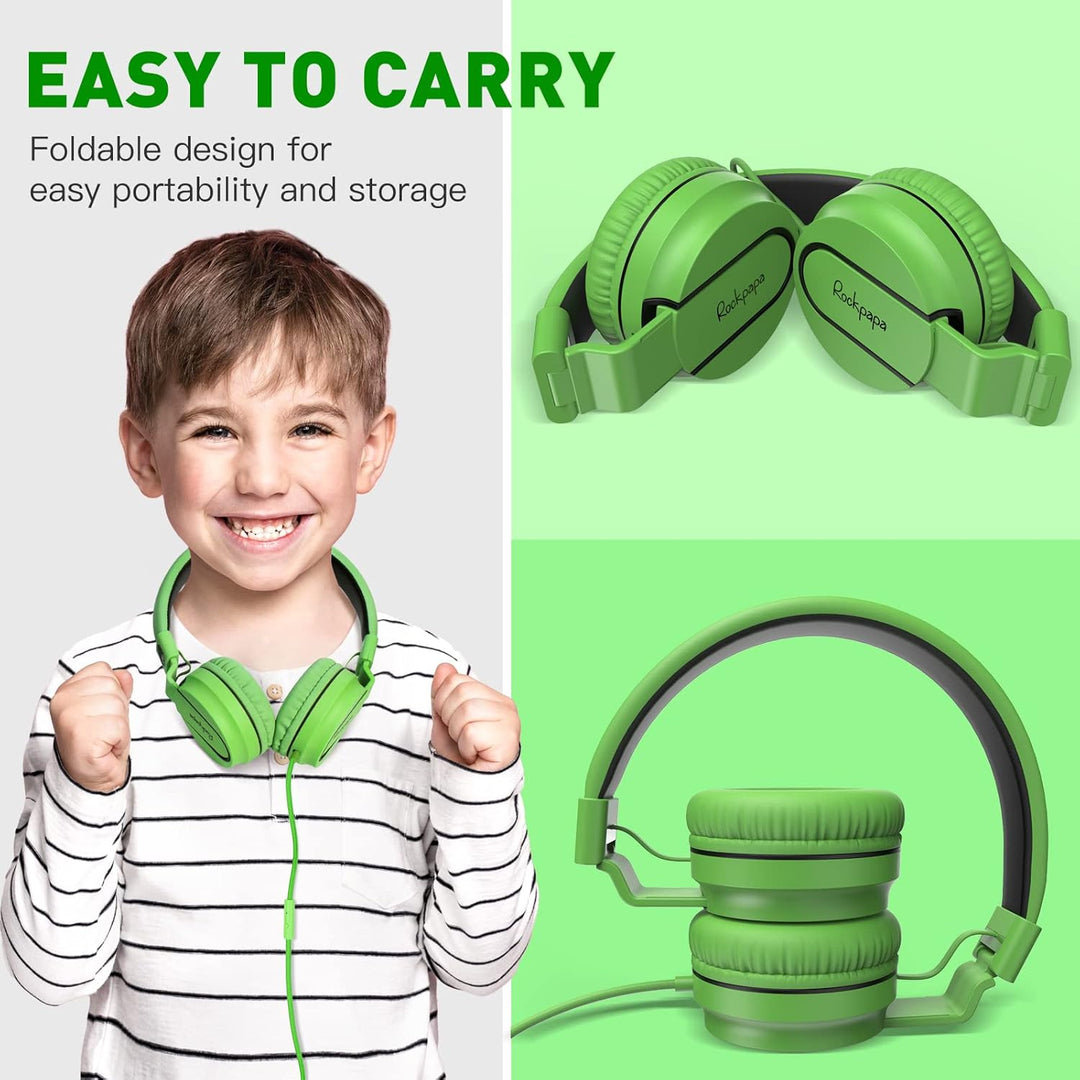 RockPapa 952 Kinder Kopfhörer mit Kabel, Kopfhörer Kinder Mädchen, HD Mikrofon, Klinke 3.5 mm, Faltb