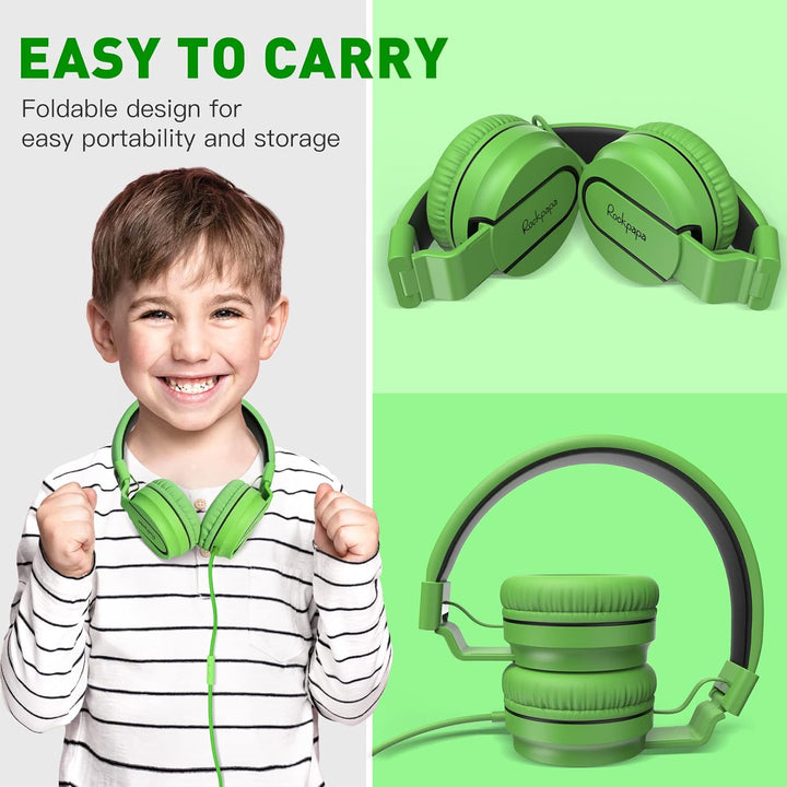 RockPapa 952 Kinder Kopfhörer mit Kabel, Kopfhörer Kinder Mädchen, HD Mikrofon, Klinke 3.5 mm, Faltb