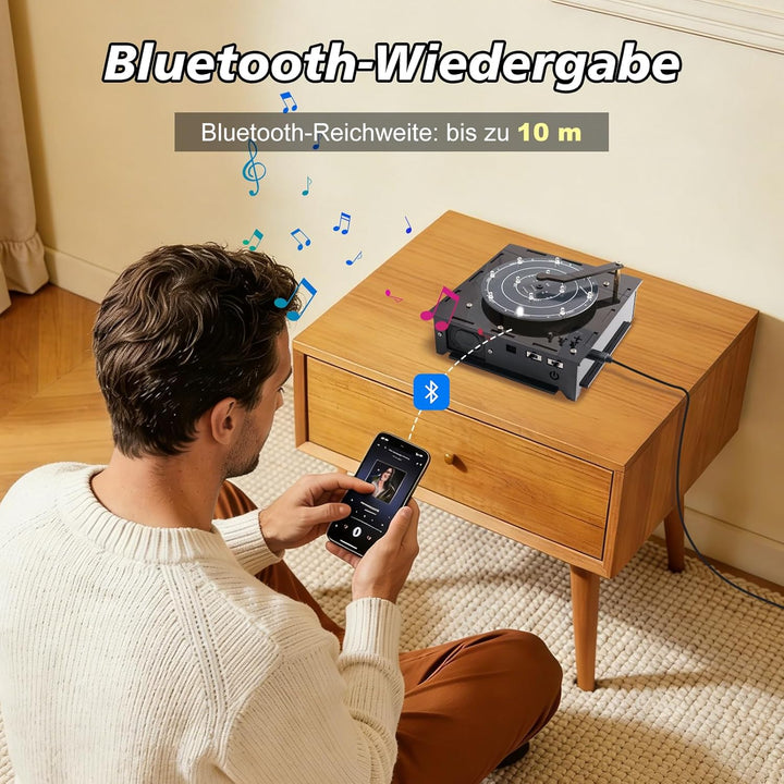 PEMENOL Elektronik Bausatz Bluetooth Lautsprecher Plattenspielermodell DIY Löt Bausatz LED Musik Ste