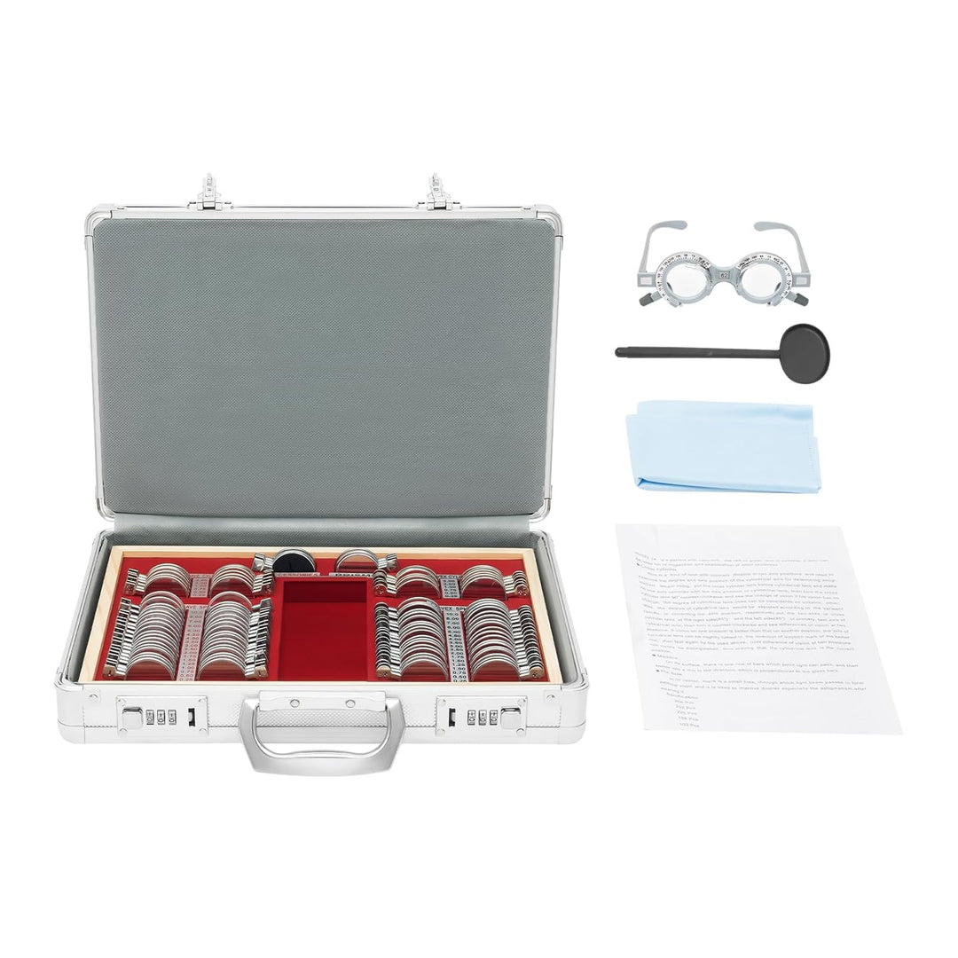 Optische Testlinsen, 104-teilig, mit optischem Testrahmen, Set mit Optometrie-Testlinsen, für besond