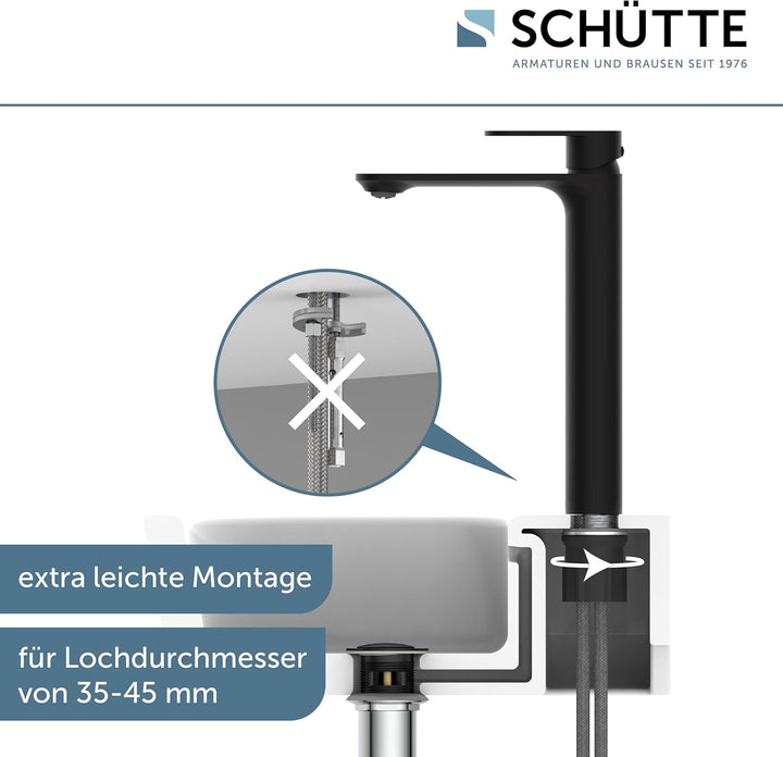 SCHÜTTE Waschtischarmatur MONTANA 32326, Wasserhahn Bad mit hohem Auslauf, Armatur Badezimmer, Einhe