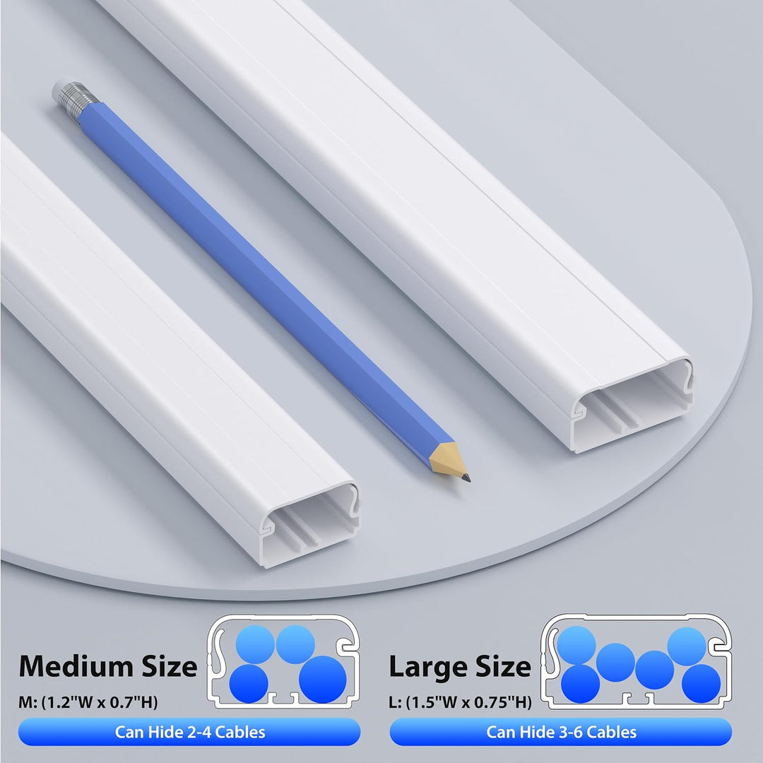 Kabelkanal weiss 160 cm (4x40 cm Set) – Selbstklebend mit Snap & Lock Verschluss – Grosser Kabelscha