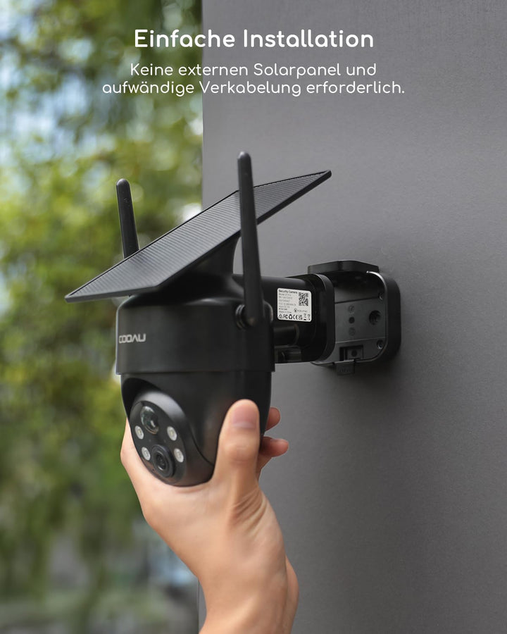 COOAU Überwachungskamera Aussen Akku Solar-2K Outdoor WLAN Kamera Überwachung Aussen mit Kabellose I