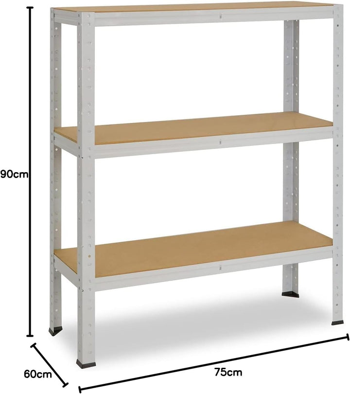 shelfplaza® 90x75x60cm Office Lagerregal Büro Schwerlastregal lichtgrau/Metall Regal Büro mit 3 Böde