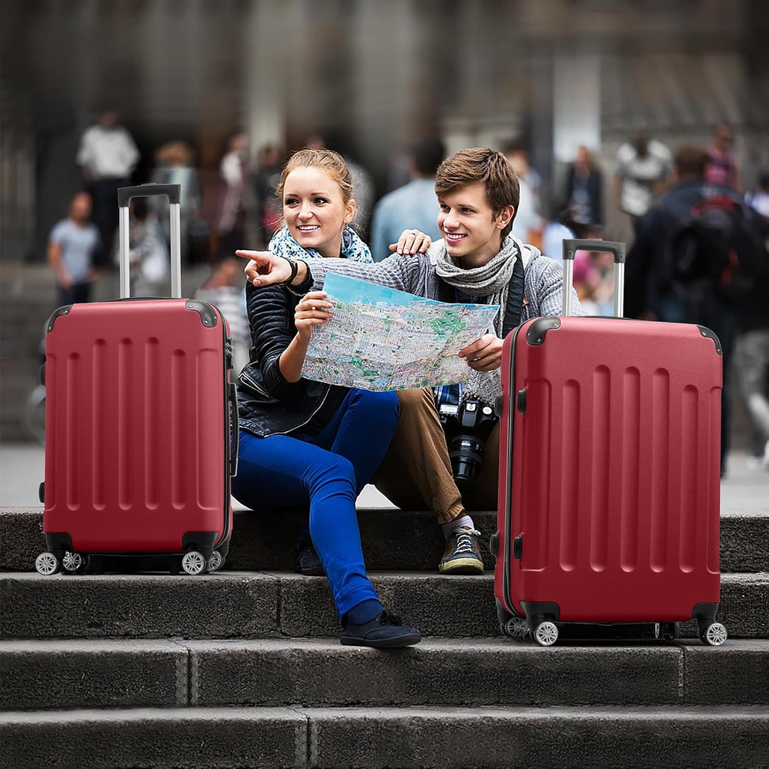 LEADZM Kofferset 3 teilig, Reisekoffer Set mit Eckenschutz, Koffer Set Hartschalen-Trolley aus ABS m