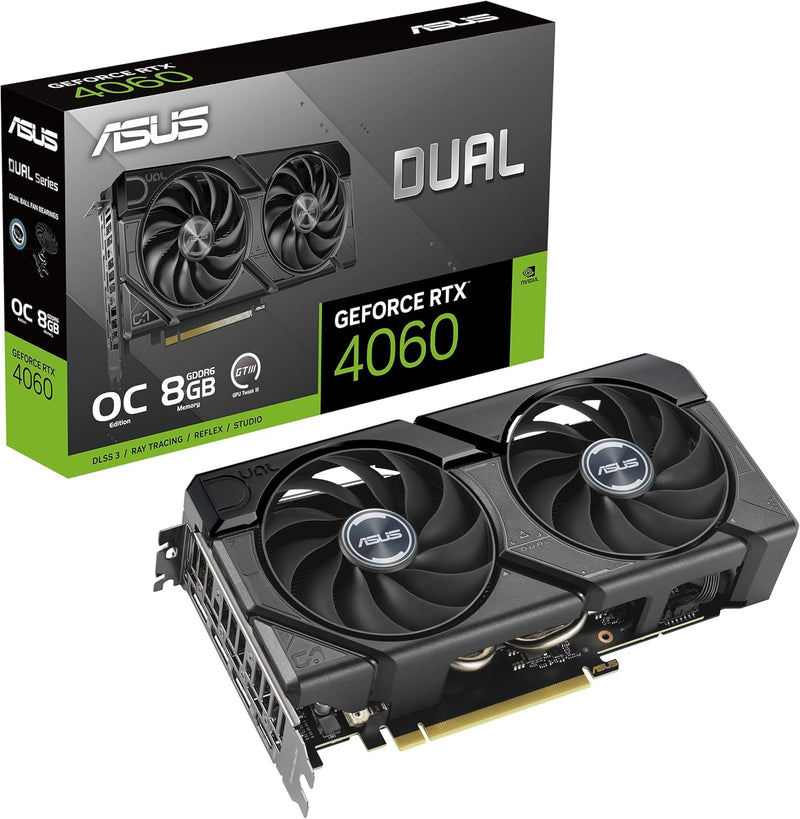 ASUS Dual GeForce RTX 4060 EVO OC Edition 8GB GDDR6 (PCIe 4.0, 8GB GDDR6, DLSS 3, HDMI 2.1a, Display