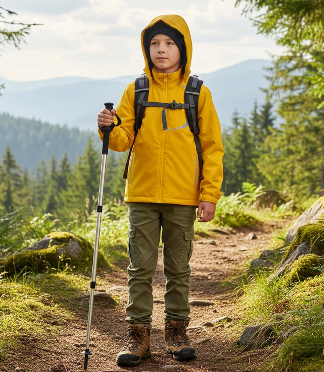 YoungSoul Kinder wasserdichte Regenjacke mit Abnehmbarer Kapuze, 146-152 Gelb