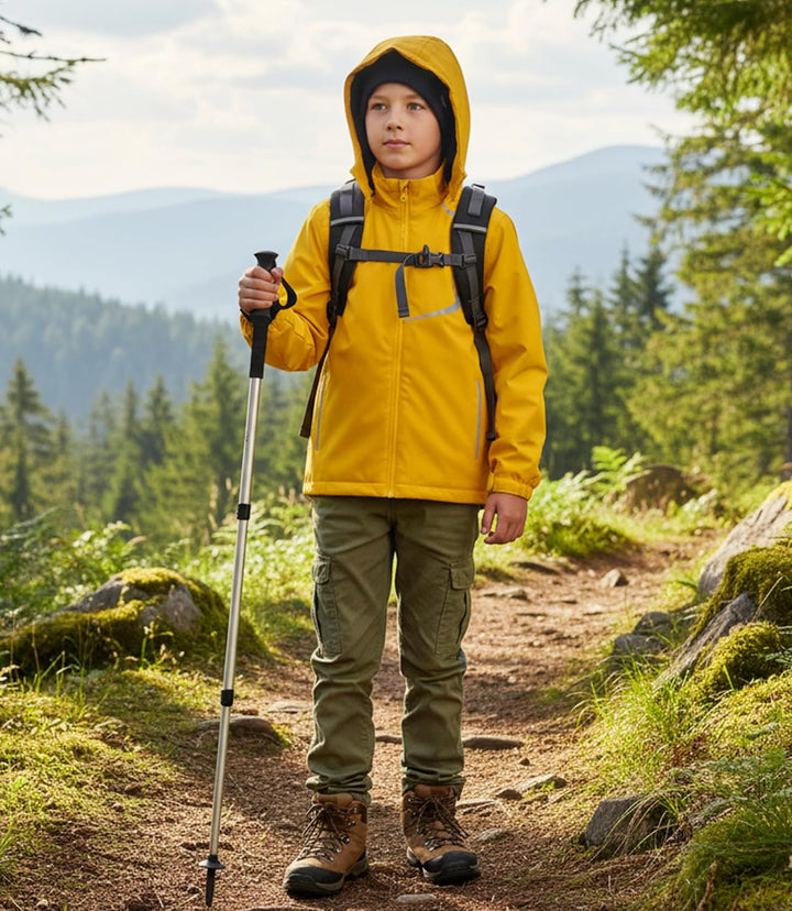 YoungSoul Kinder wasserdichte Regenjacke mit Abnehmbarer Kapuze, 146-152 Gelb