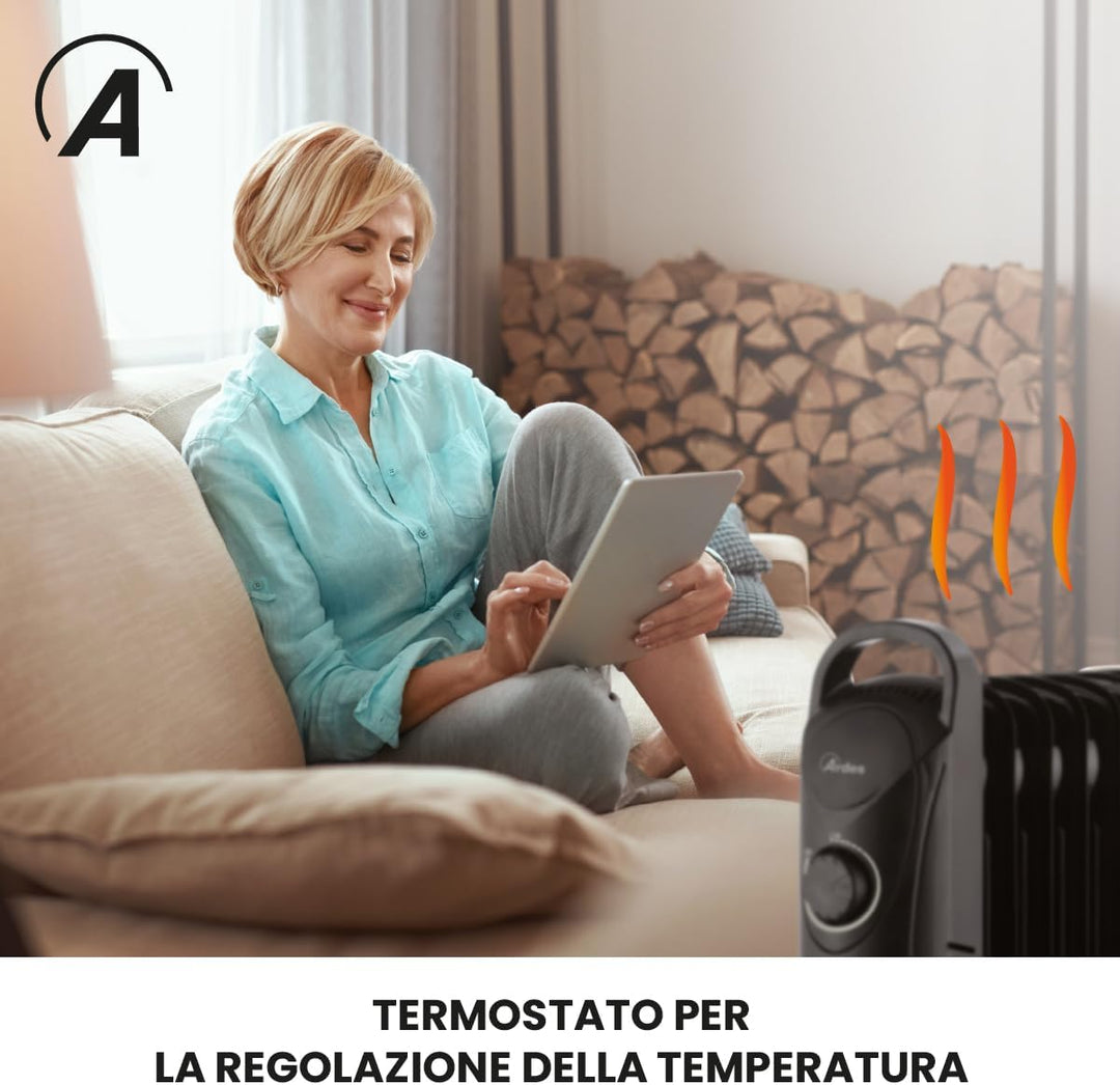 ARDES - AR4R07M2 OILO MINI2 800 W Mini-Elektro-Ölheizkörper, kompakter elektrischer Heizkörper mit g